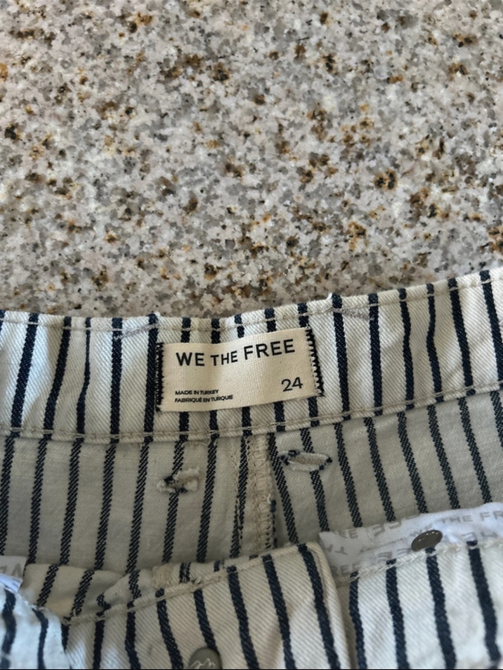 We The Free High-Rise Jeans in White with Navy Stripes